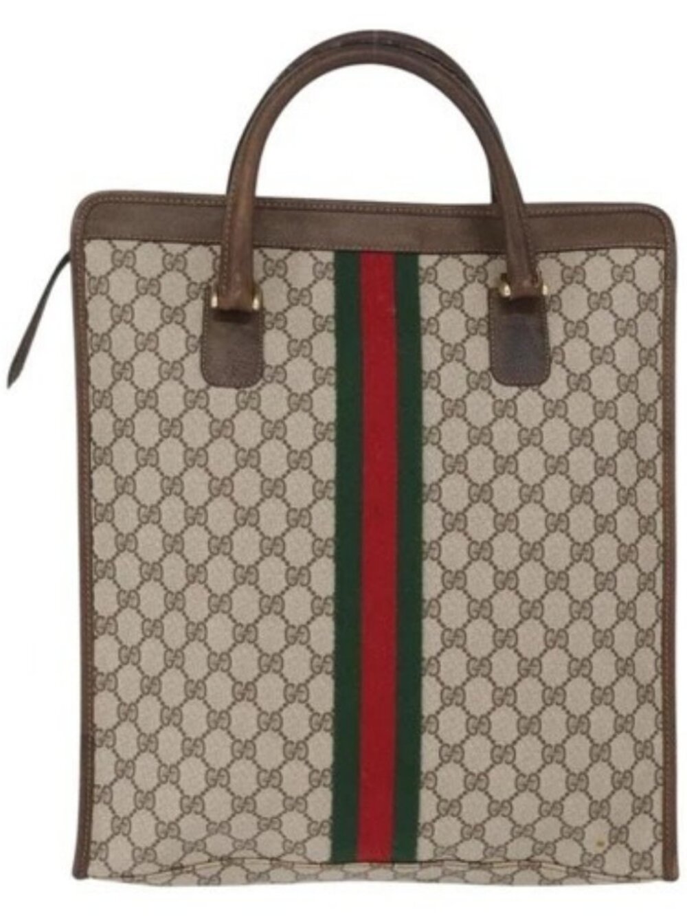 GUCCI GG Supreme Web Sherry Line Tote Bag PVC Beige Gold 010 378 Auth ki6347 - Picture 2 of 16